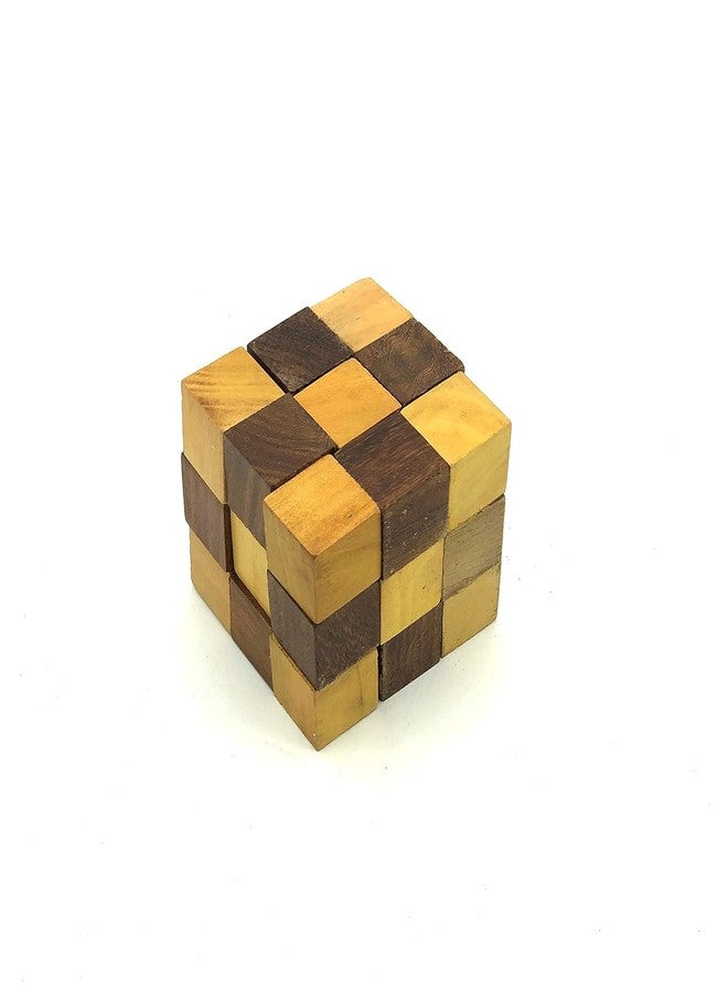 Luckymorden Handcrafted Cube-Shaped Wood Puzzle, Wooden IQ Teaser Puzzle Adult Snake Cube| Geometric Brain Teaser Ruler Cube Wedges Twist Puzzle, Wooden Snake Cube Puzzle - Image 4